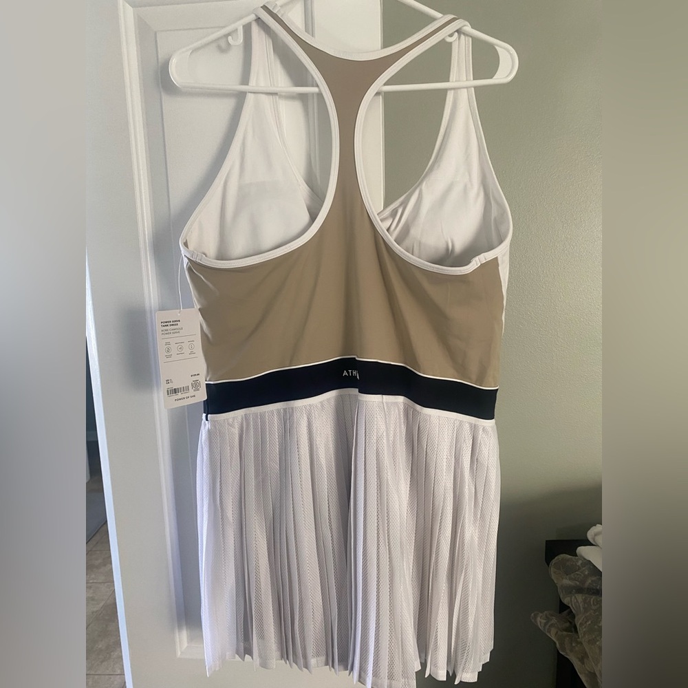 NWT Athleta White Tennis Dress with Black Waistband - Picture 2 of 5